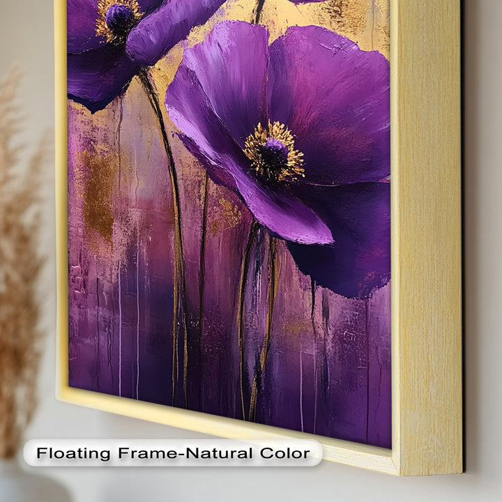 Purple Florals with Gold Accents - Flower Oil Painting