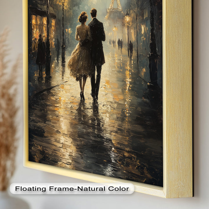 Paris Promenade – Lovers Strolling Toward the Eiffel Tower Love Oil Painting