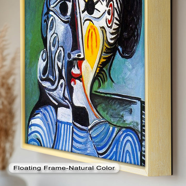 Woman in Striped Shirt – Bold Cubist Picasso Oil Painting