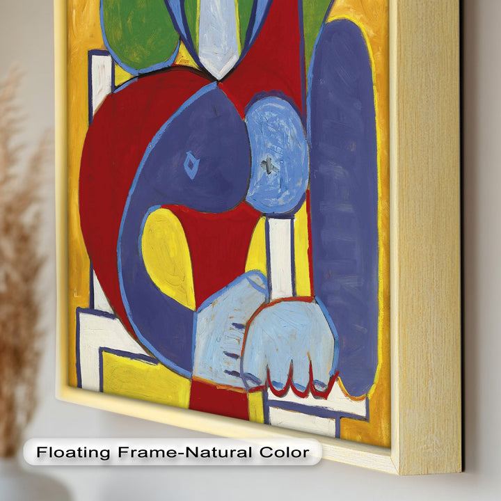 Seated in Silence – Colorful Cubist Portrait Oil Painting