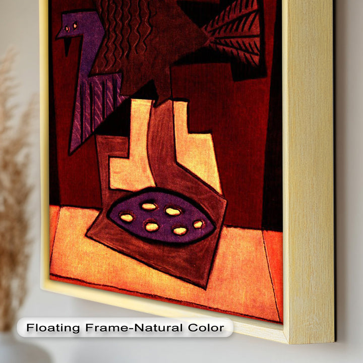 Abstract Bird & Bowl Wall Art – Cubist Oil Painting