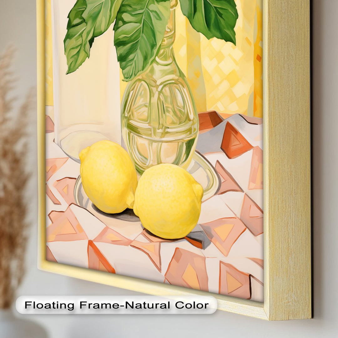 Lemon & Leaf Kitchen Art – Framed Oil Painting