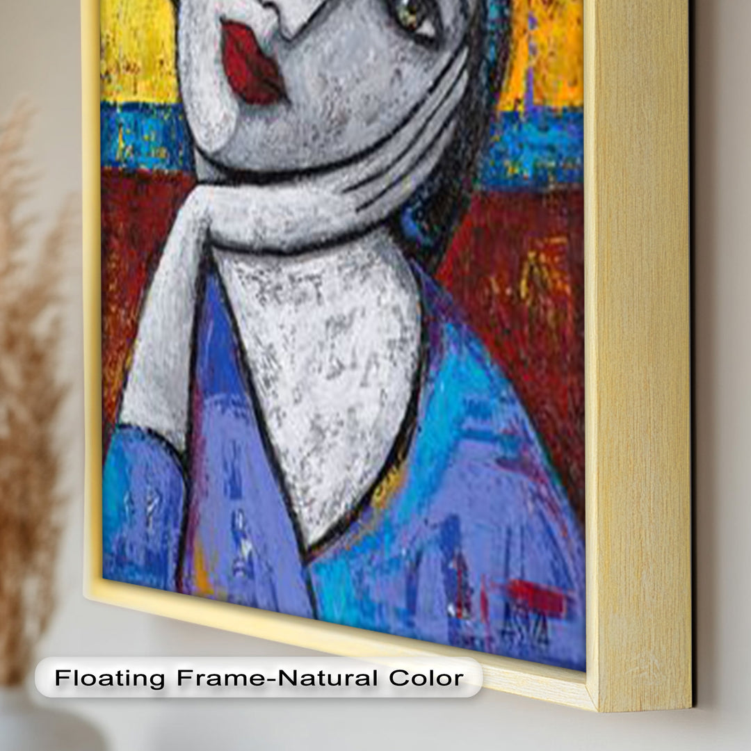 Restful Gaze – Expressionist Woman in Blue Picasso Oil Painting