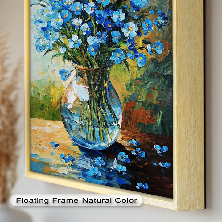 Blue Wildflower Bouquet Wall Art – Floral Oil Painting