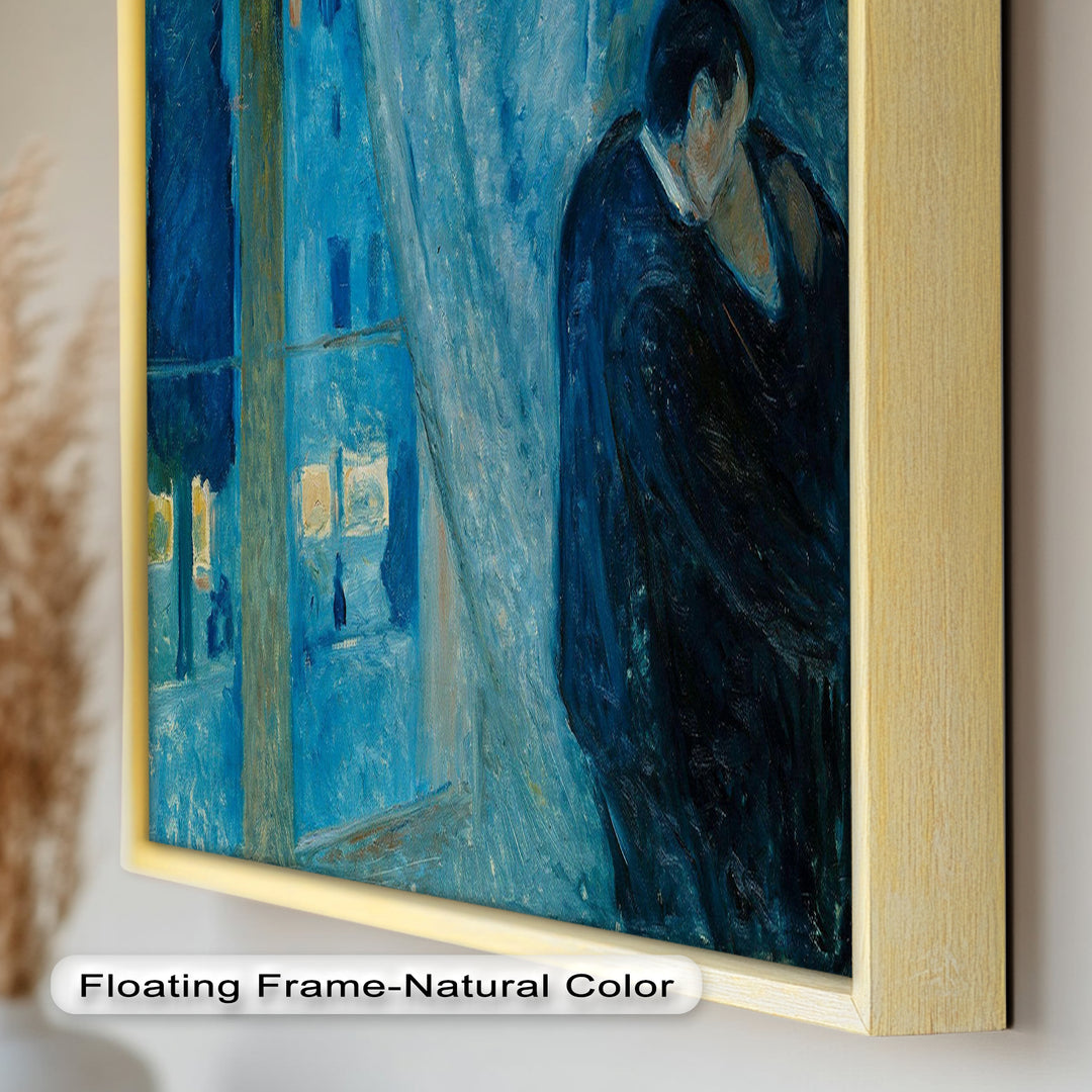 Blue Lovers by the Window – Expressionist Oil Painting