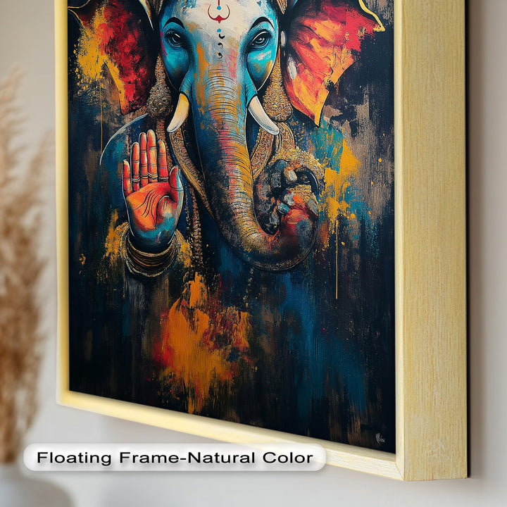 Lebendige Ganesha-Wandkunst – Religiöses Ölgemälde