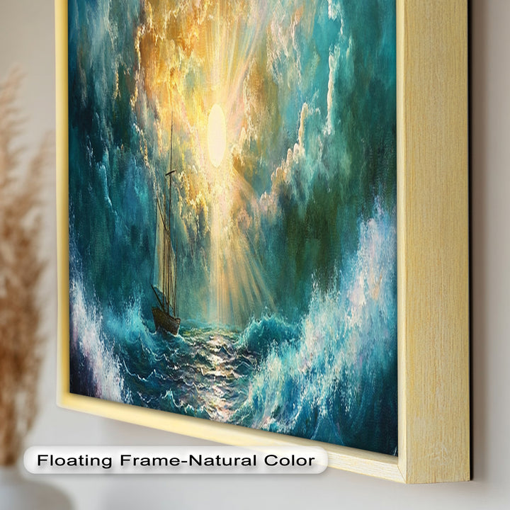 Golden Sun & Sea – Boat Oil Painting