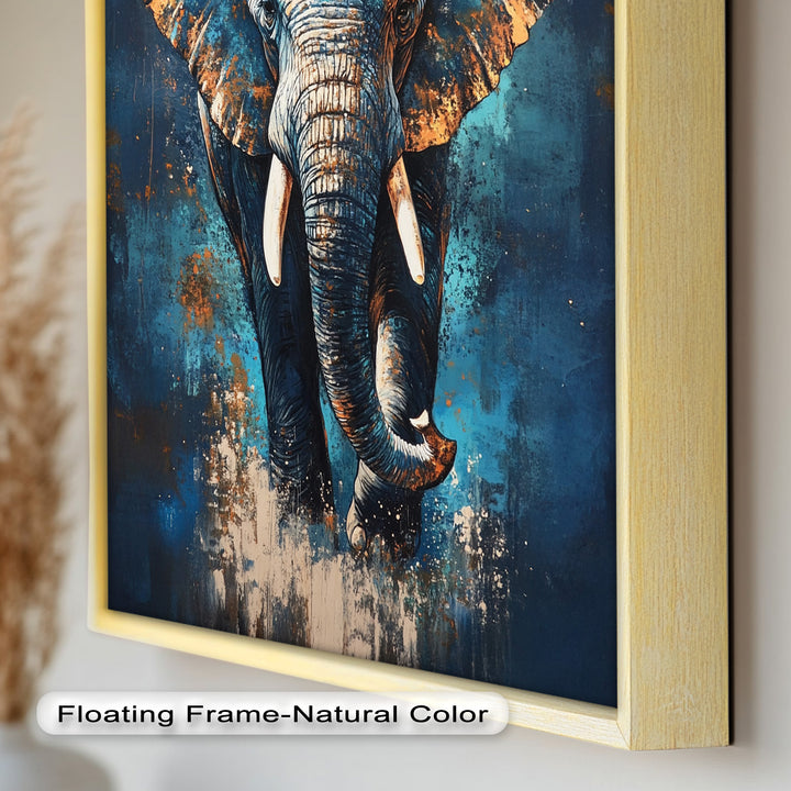 Elephant in Blue Tones - Animal Oil Painting