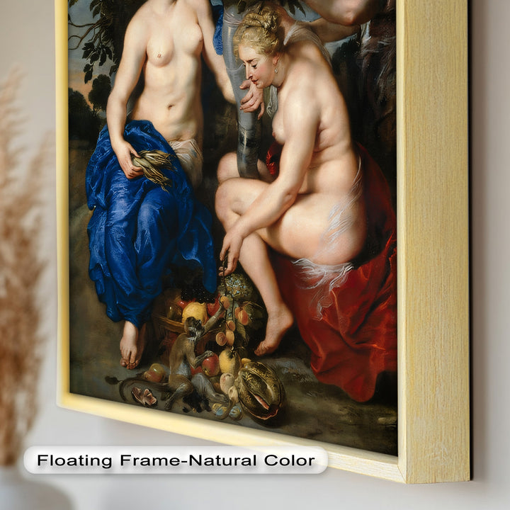 Bountiful Companions – Renaissance Oil Painting of Fruit and Femininity
