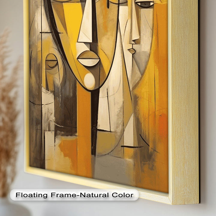 Golden Echoes – Cubist Expression of Faces in Motion Picasso Oil Painting