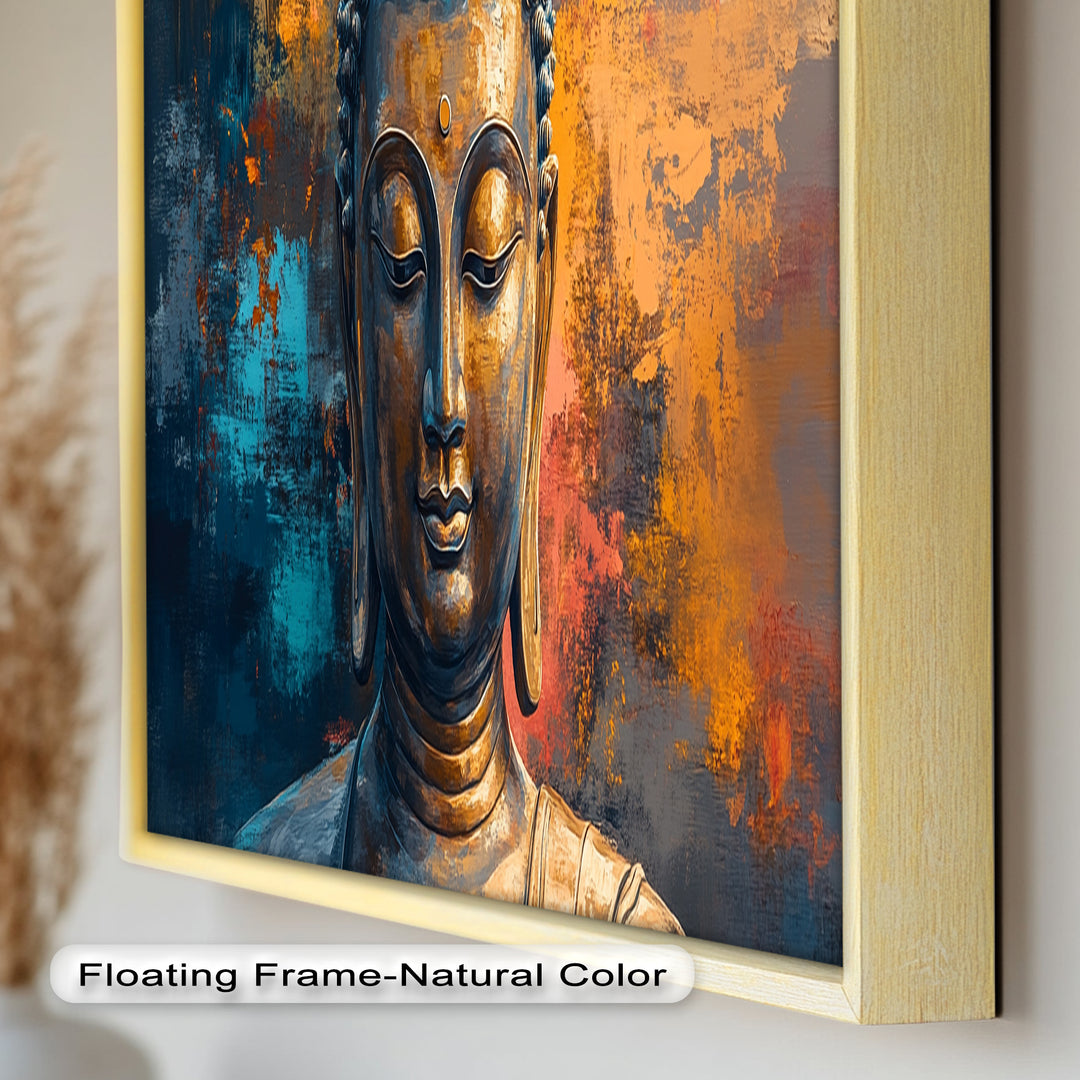 Golden Buddha Wall Art – Colorful Oil Painting