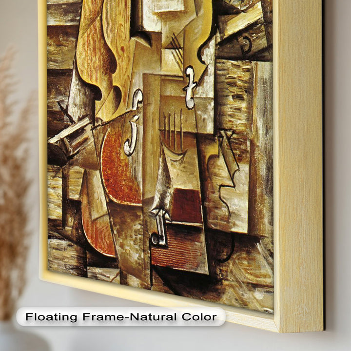 Violin & Grapes Wall Art – Cubist Still Life Oil Painting