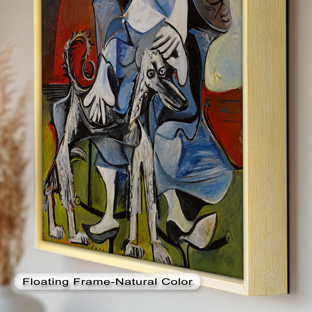 Guardian in Abstraction – Woman with Dog Cubist Oil Painting