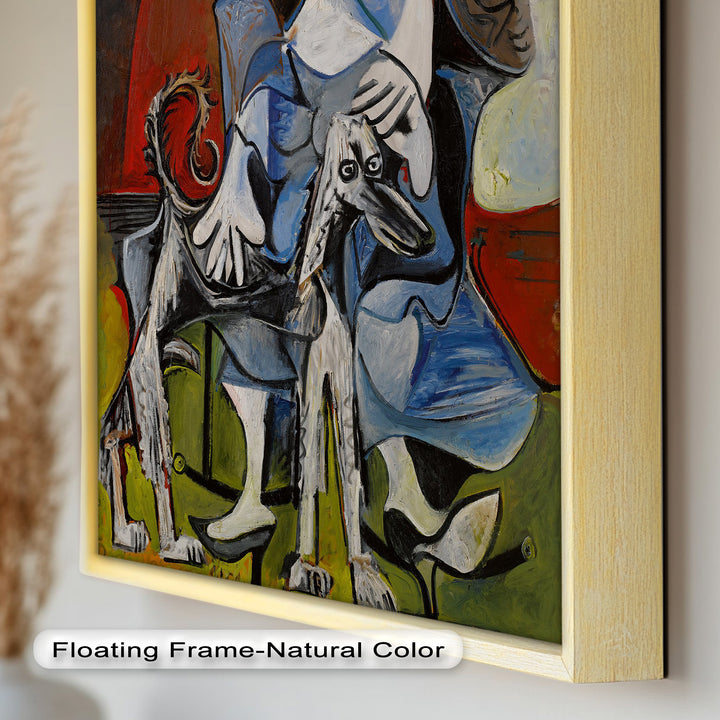 Guardian in Abstraction – Woman with Dog Cubist Oil Painting