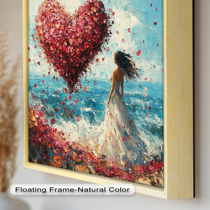 Petals of Love – Romantic Woman by the Sea Love Oil Painting