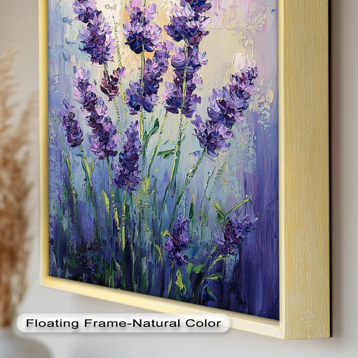 Lavender Blooms in Textured Harmony - Flower Oil Painting