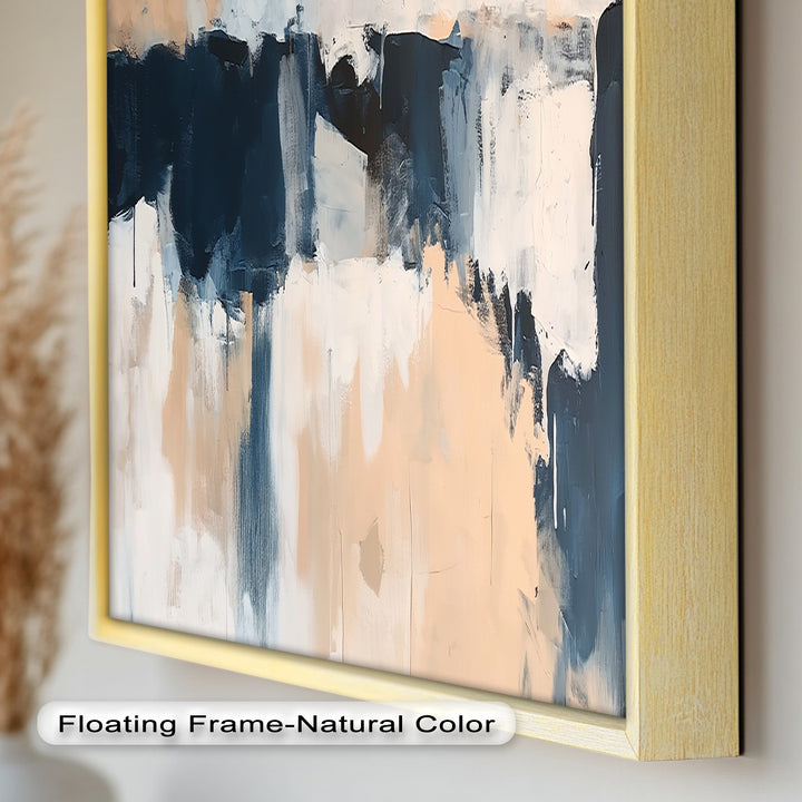 Coastal Horizon – Neutrales, marineblaues, abstraktes Ölgemälde