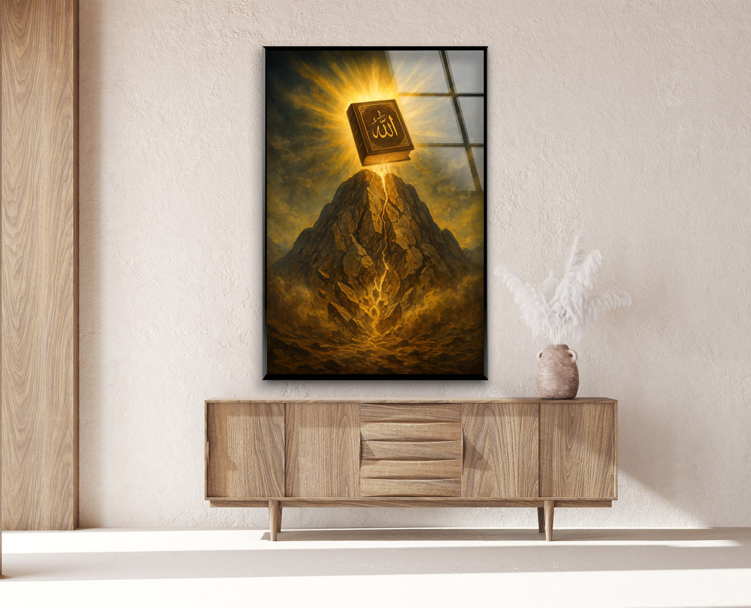 Quran revelation artwork printed on tempered glass