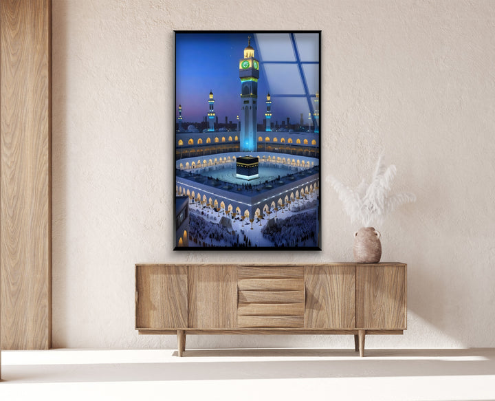 Faith-inspired Islamic art with clock tower view