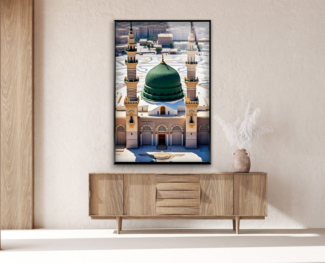 Sacred Harmony – Prophet’s Mosque Medina Dome Glass Wall Art