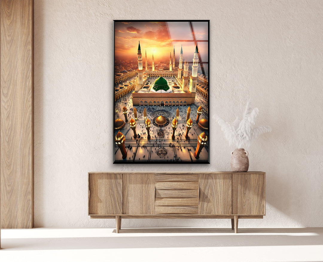 Islamic glass artwork capturing Medina’s sacred serenity