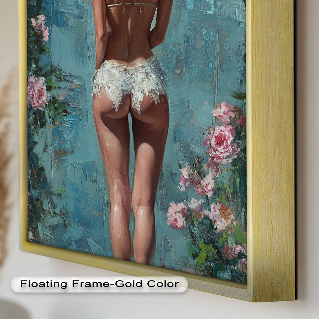 Floral Reverie – Dreamlike Summer Nude Oil Painting