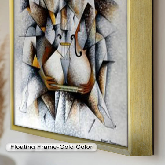 Brightest area shows an abstract nude with violin, offering a striking focal point within this Picasso-inspired Cubist oil painting home decor.