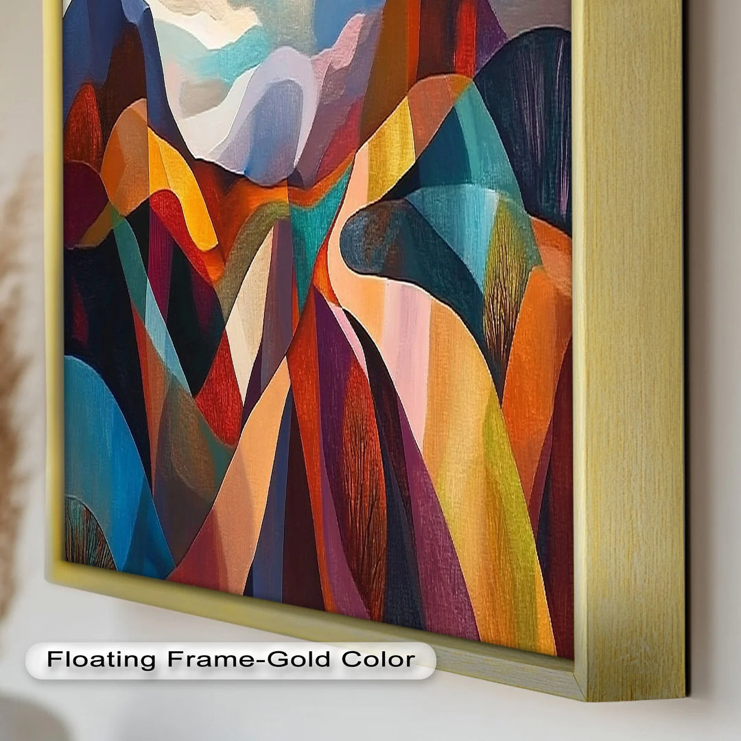 Valley of Vibrance – Geometric Landscape Abstract Oil Painting - MyPhotoStation