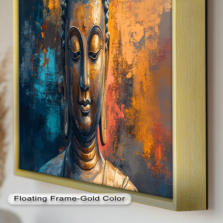 Golden Buddha Wall Art – Colorful Oil Painting