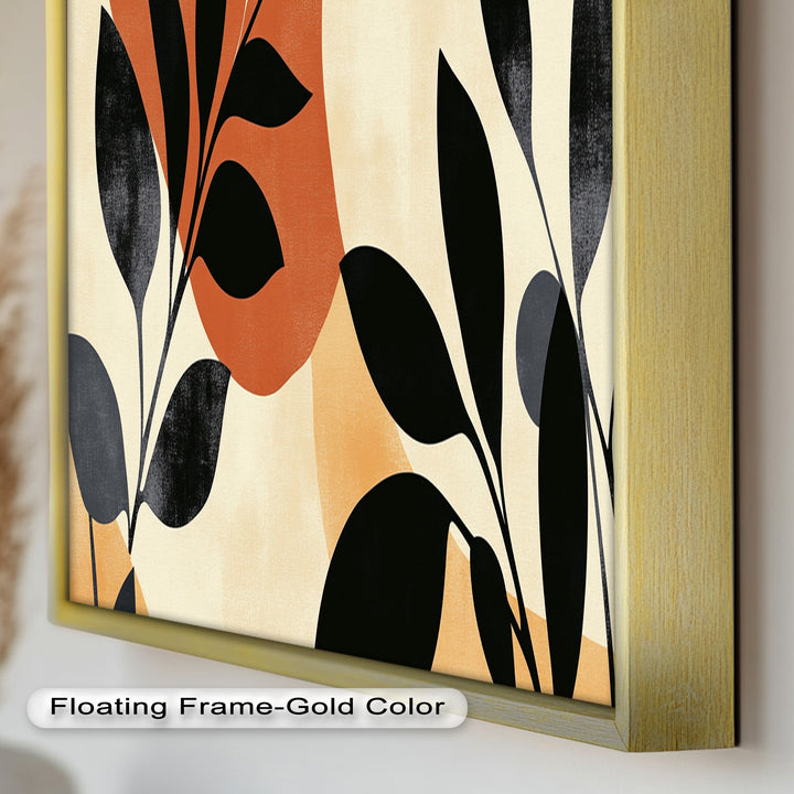 Earth-Tone Botanical Silhouette – Modern Boho Oil Painting