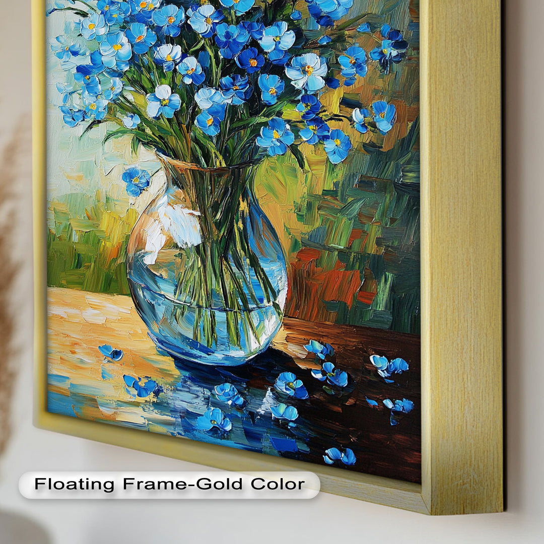 Blue Wildflower Bouquet Wall Art – Floral Oil Painting