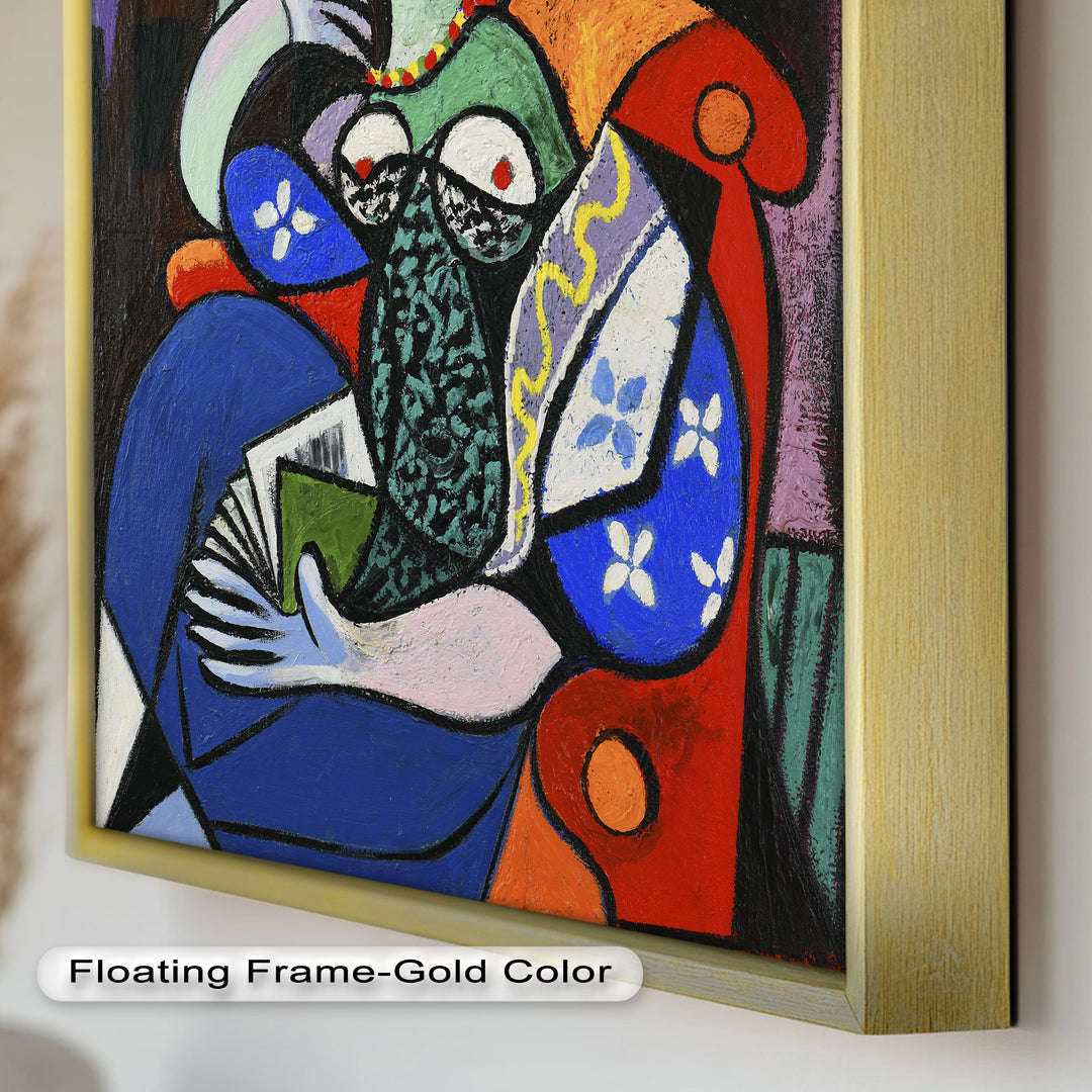 Abstract Woman Reading on Red Armchair - Picasso Oil Painting