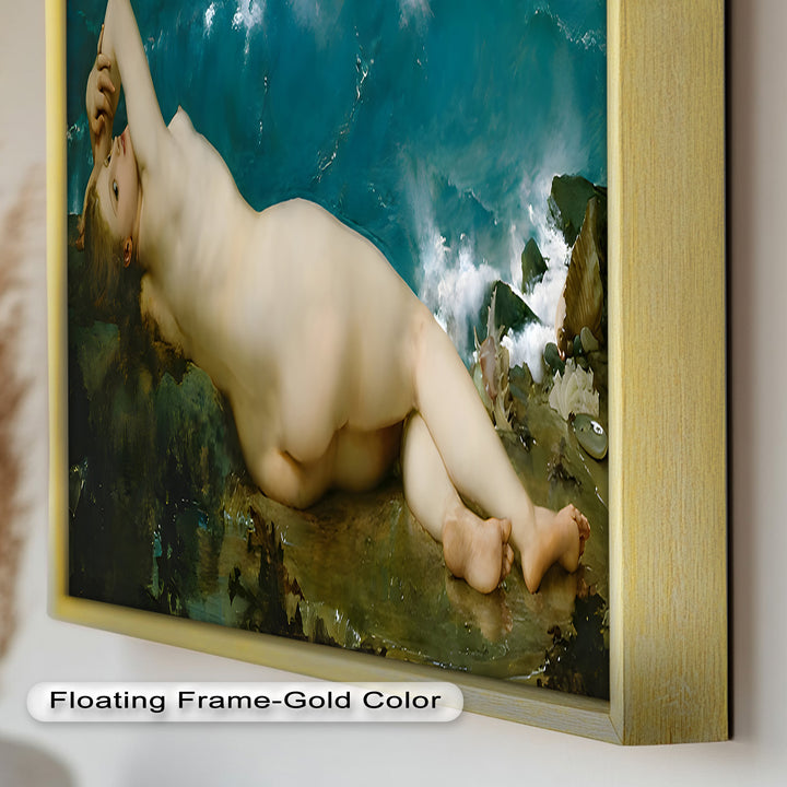 Sirensong Repose – Mythological Nude Beside the Sea Oil Painting