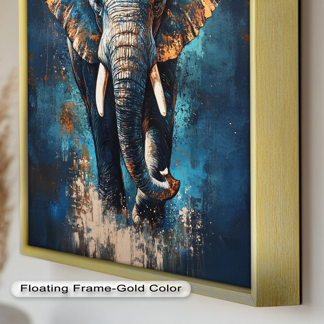 Elephant in Blue Tones - Animal Oil Painting
