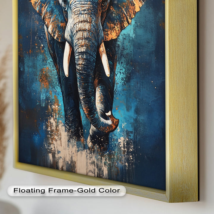 Elephant in Blue Tones - Animal Oil Painting