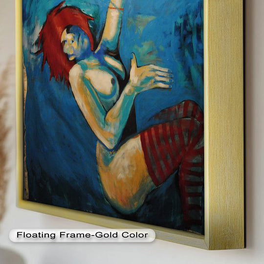 The central red-haired nude in blue shadows is the focal point of this striking Picasso-inspired oil painting decoration, full of abstract and surreal artistic expression.