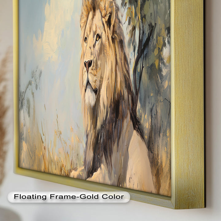 Lion Beneath African Sky - Animal Oil Painting