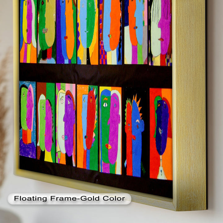 Pop Cubist Faces Wall Art – Abstract Oil Painting