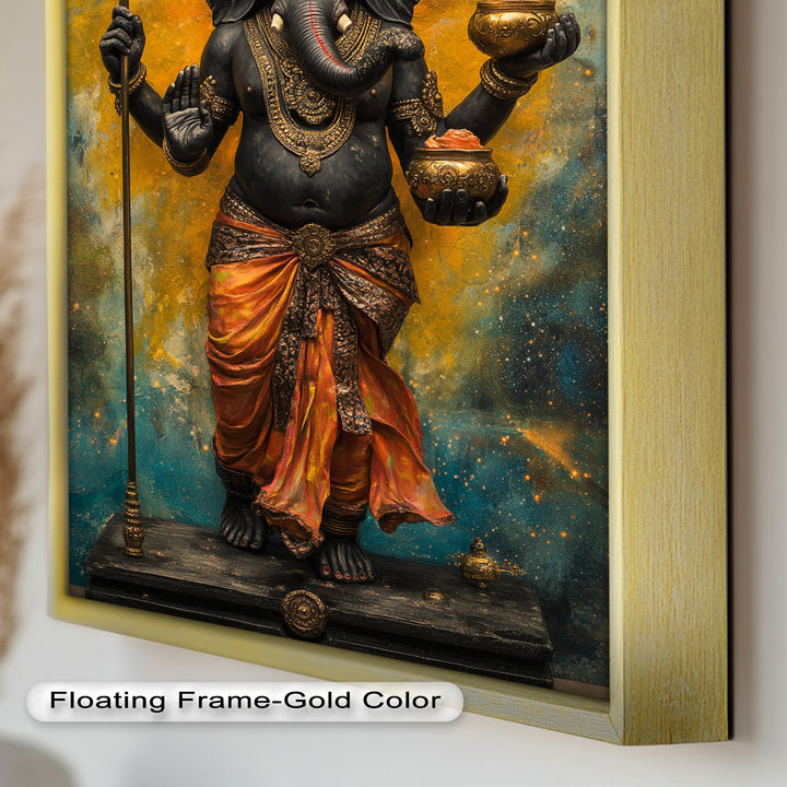Stehende Ganesha-Wandkunst – Religiöses Ölgemälde