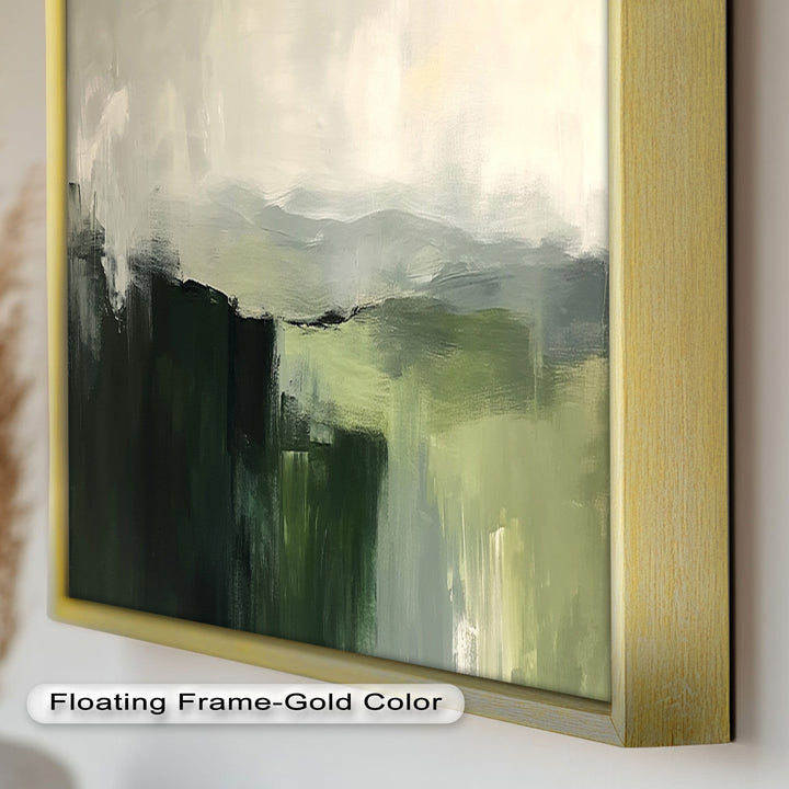 Misty Valley Horizon – Green Abstract Oil Painting