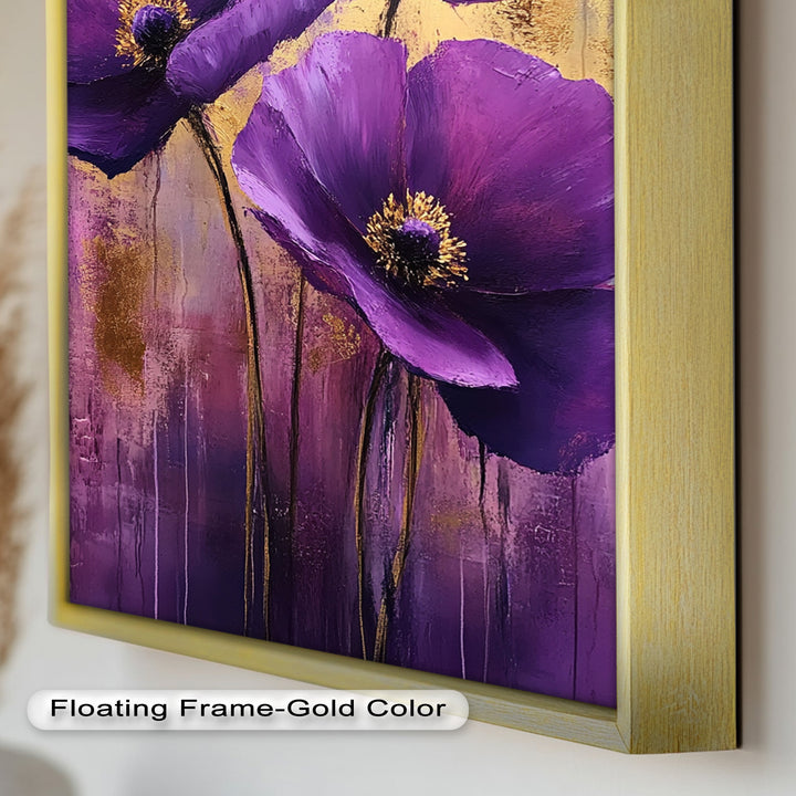 Purple Florals with Gold Accents - Flower Oil Painting