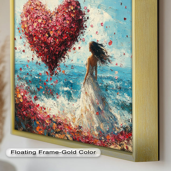 Petals of Love – Romantic Woman by the Sea Love Oil Painting