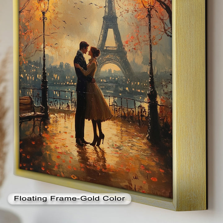 Paris Moonlight – Lovers Beneath the Eiffel Tower Love Oil Painting