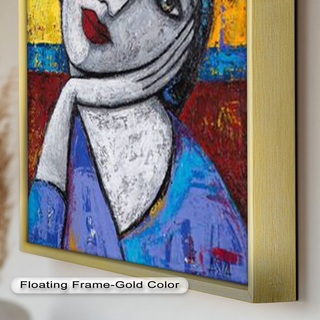 Restful Gaze – Expressionist Woman in Blue Picasso Oil Painting