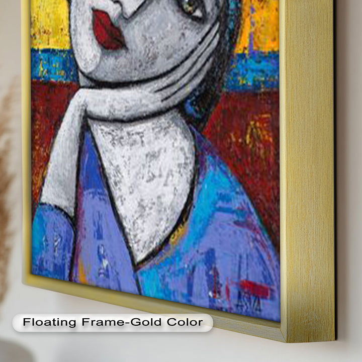 Restful Gaze – Expressionist Woman in Blue Picasso Oil Painting
