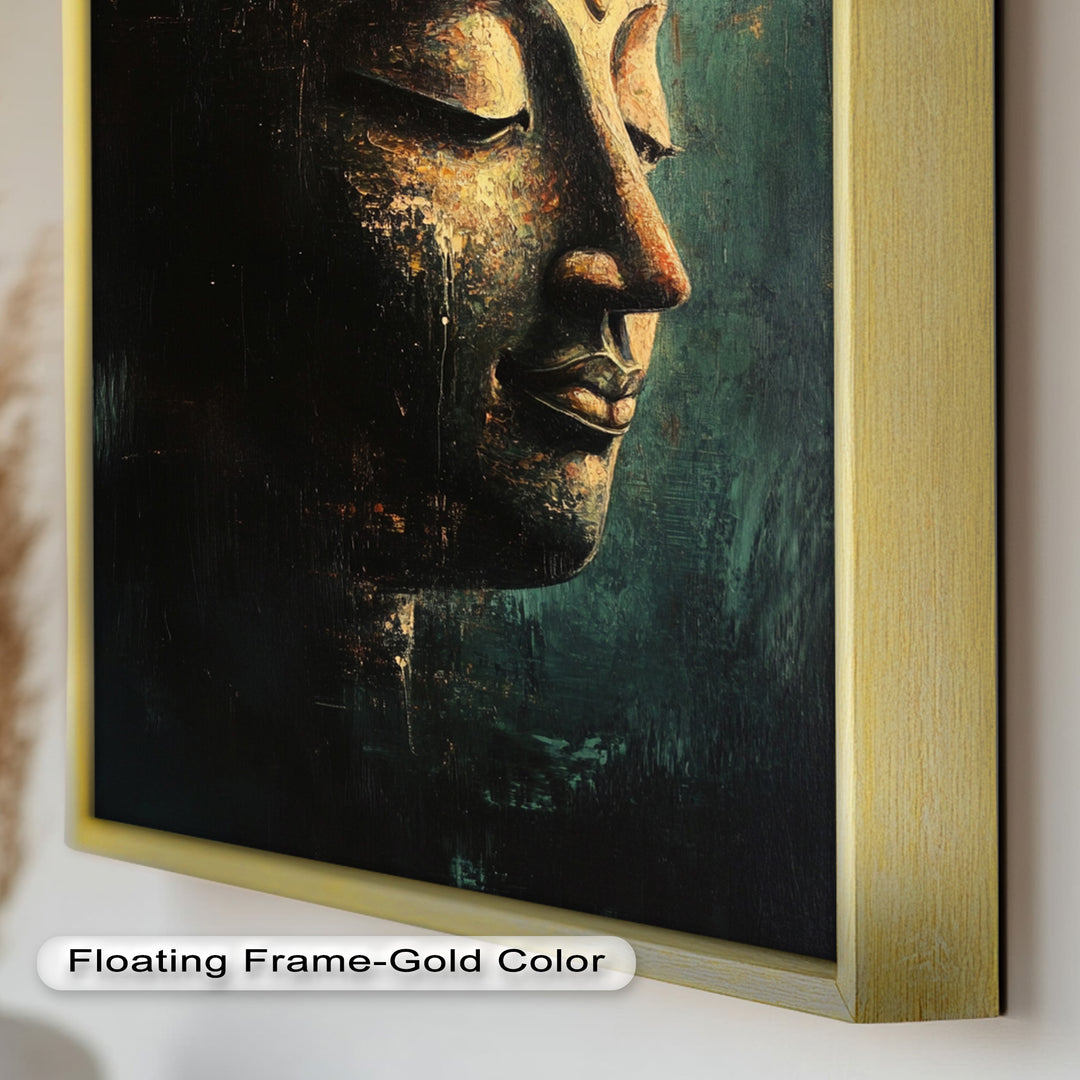 Ruhiges Buddha-Gesicht als Wandkunst – Religiöses Ölgemälde