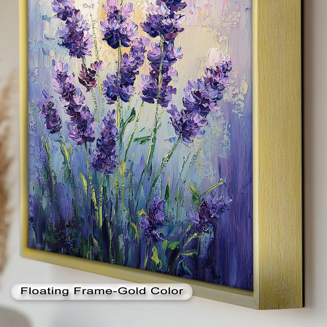 Lavender Blooms in Textured Harmony - Flower Oil Painting