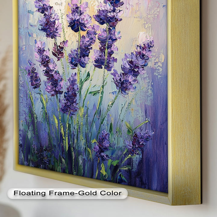 Lavender Blooms in Textured Harmony - Flower Oil Painting