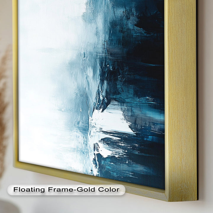 Midnight Fjord – Deep Blue Abstract Oil Painting