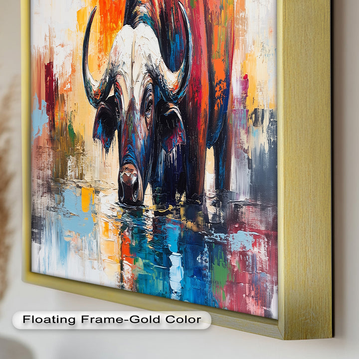 Water Buffalo at River’s Edge – Oil Painting